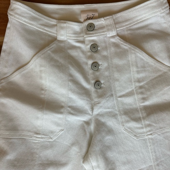 Cinq a Sept Wide Leg Cropped White Denim Benji Pant.  Size 2 - Picture 6 of 6